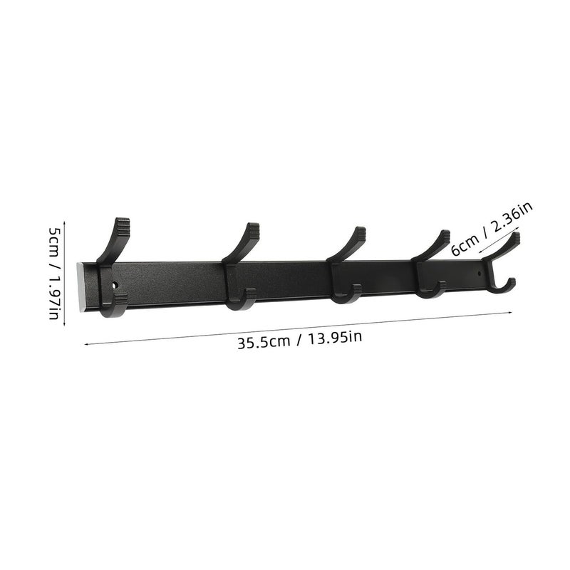 Black 5 Hook Over Door Hanging Organizer For Clothes Towels And Sundries - Image 3