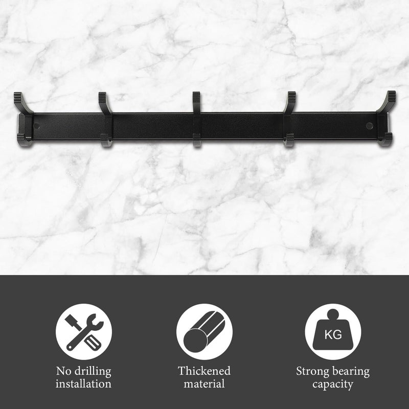 Black 5 Hook Over Door Hanging Organizer For Clothes Towels And Sundries - Image 4