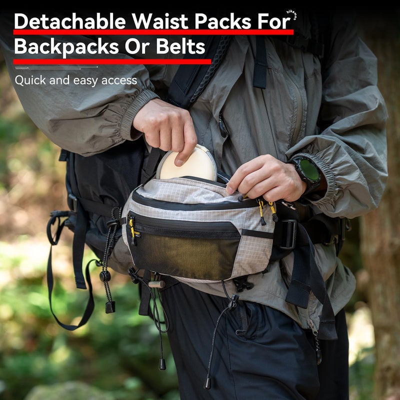 HIKEMAN Strap Pack Pouches for Backpack, Lightweight Phone Pocket, Large Capacity and Waterproof Fanny Pack Multi-functional Outdoor Bag for Hiking, Running, Travel, Cycling (Black) - Image 2