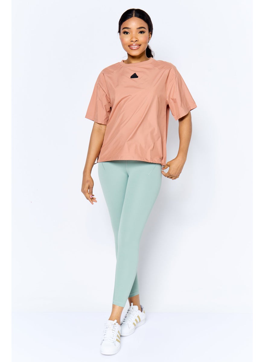 Adidas Women Sportswear Fit Short Sleeve Outdoor Tops, Brown  - Image 3