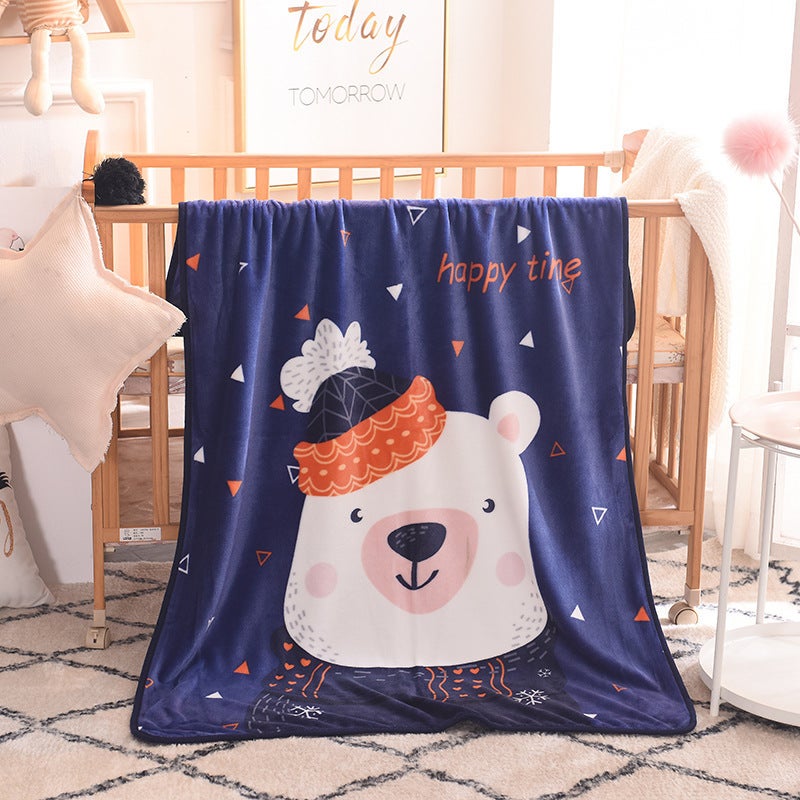 Cartoon Kids Blanket Soft Fleece Four Season Gift The Hat Bear 