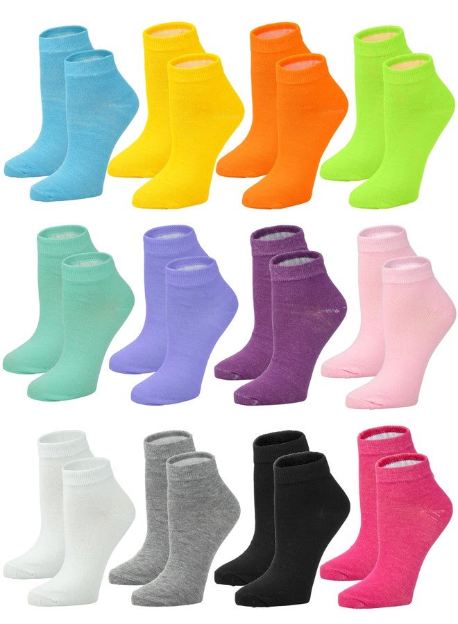 Gelante 12-Pair Women's Ankle Socks, Colorful Comfortable Lightweight Breathable Athletic 6004 Assorted - Image 1