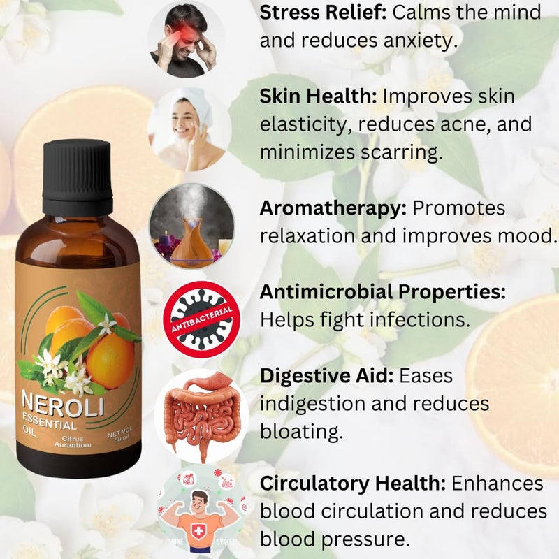 Heilen Biopharm Heilen Biopharm Neroli Essential Oil 100 mL Bottle Pack of 1For Calming Soothing Scalp Body Citrus aurantium  - Image 2