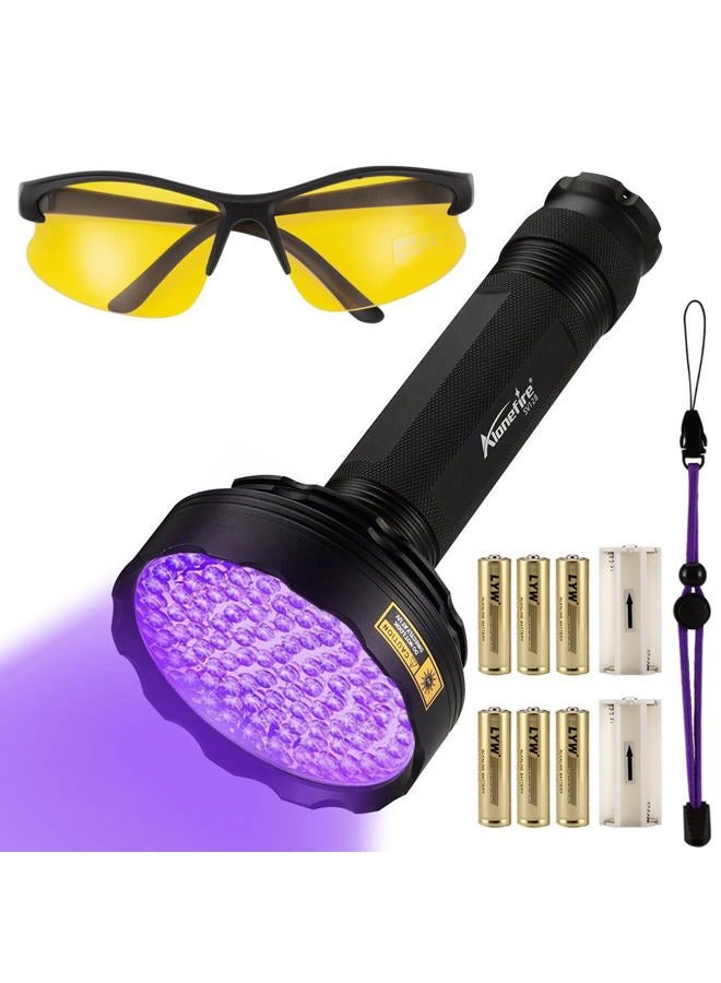 AloneFire SV128 395nm UV Flashlight 128 LED Ultraviolet Blacklight Black Light for Scorpion Detection, Pet Urine Detection, Dry Stain with UV Protective Glasses, 6PCS AAA Battery Included - Image 1