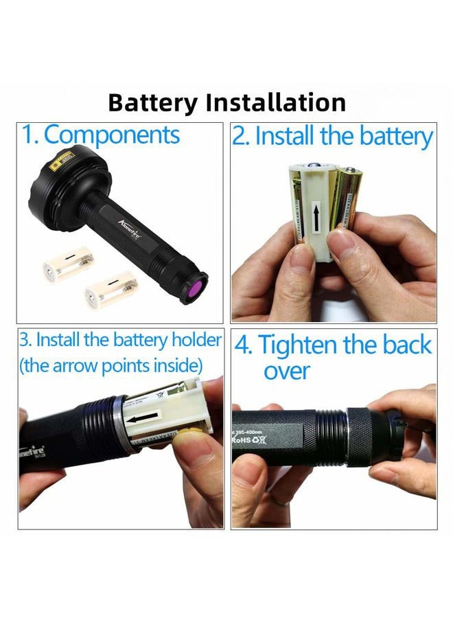 AloneFire SV128 395nm UV Flashlight 128 LED Ultraviolet Blacklight Black Light for Scorpion Detection, Pet Urine Detection, Dry Stain with UV Protective Glasses, 6PCS AAA Battery Included - Image 5