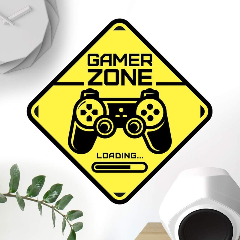 Wall4Stickers Gamer Zone door sign sticker wall art bedroom boys room gaming decor wallpaper decal stickers boy game vinyl decoration baby kid accessories bedroom kids decals video game loading removable controller - Image 1