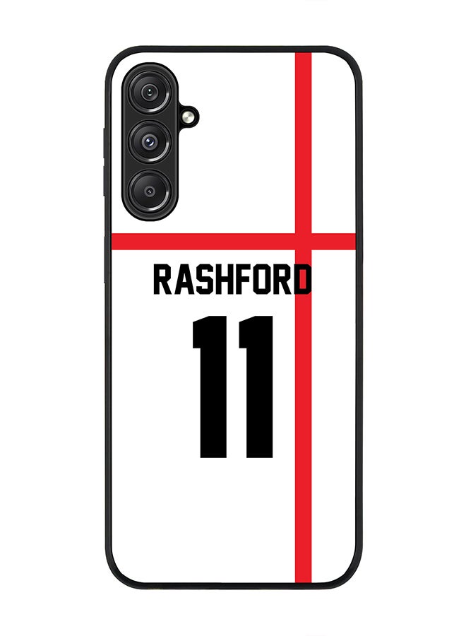 Stylizedd Rugged Black Edge case for Samsung Galaxy M34 5G, Custom Slim fit Thin Phone Case Cover - Football Team - England, Player Name - Rashford - Image 1