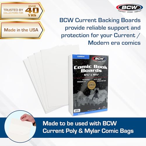 BCW Current Comic Book Backing Boards - 100 Pack | 24 pt., Coated, Buffered with 3% Calcium Carbonate | Precision Cut for Current Comic Bags | Long-Term Comic Book Storage - Image 2