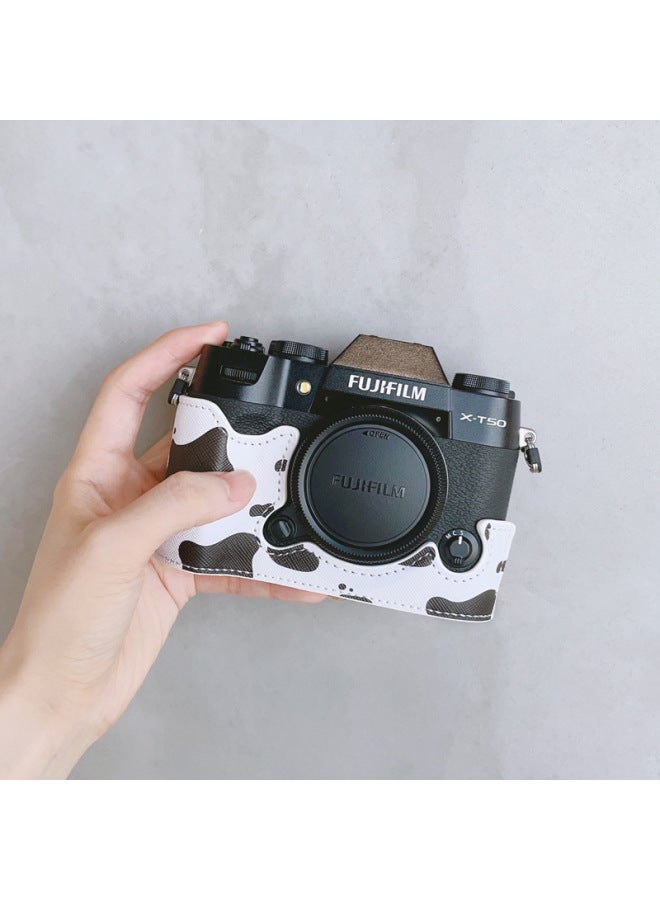 Suitable For Fuji XT50 Special Leather Base Camera Protective Bag Leather Case Half Set Desirable Battery-Color:Half Set Of Cow Pattern  - Image 1