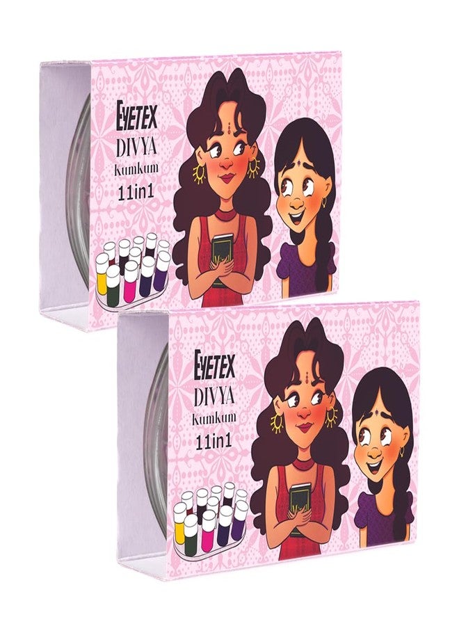 Eyetex Divyaa Kumkum 11 in 1|Multi Colour Liquid Bindi for Women & Girls|Skin-Friendly|17g (Multicolour, Pack of 2) - Image 1
