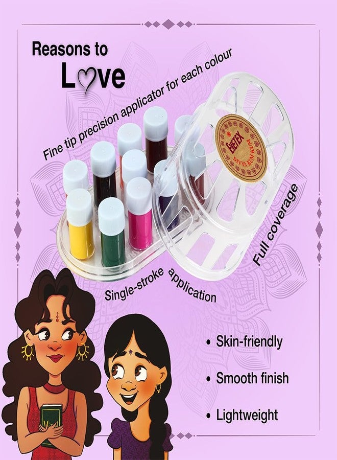 Eyetex Divyaa Kumkum 11 in 1|Multi Colour Liquid Bindi for Women & Girls|Skin-Friendly|17g (Multicolour, Pack of 2) - Image 3