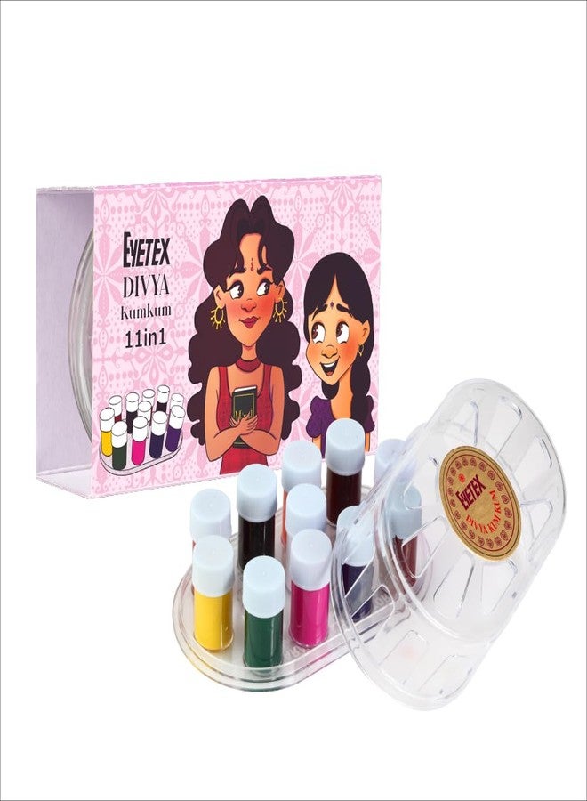 Eyetex Divyaa Kumkum 11 in 1|Multi Colour Liquid Bindi for Women & Girls|Skin-Friendly|17g (Multicolour, Pack of 2) - Image 2