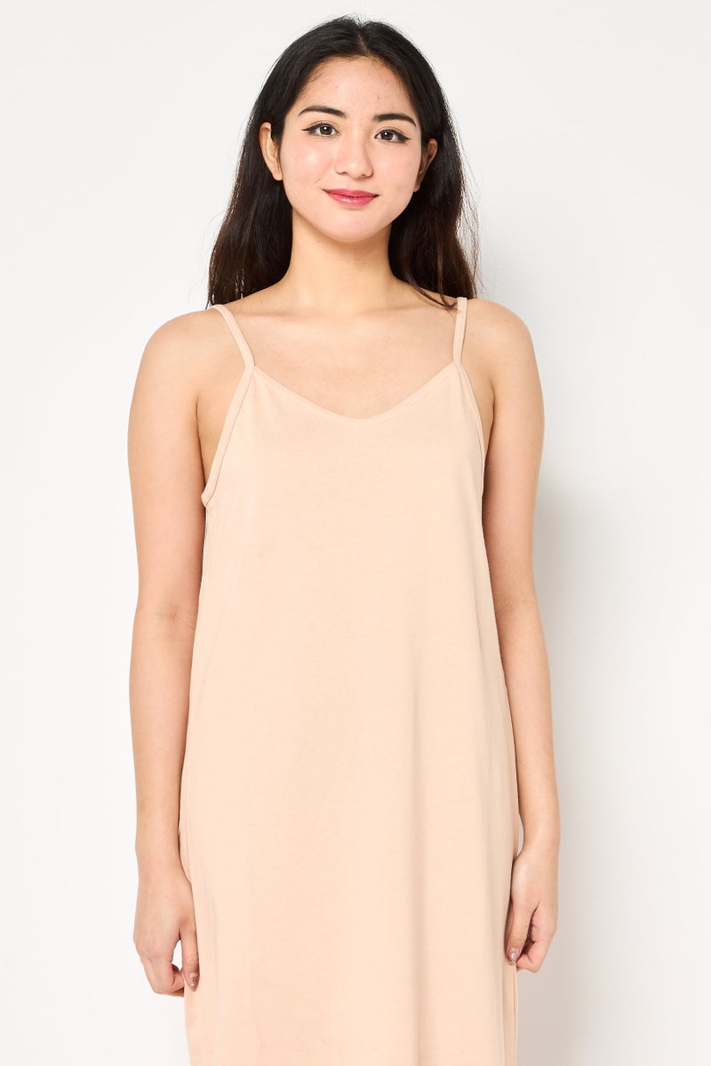 Nike Women Embroidered Logo Outdoor Midi Dress, Beige - Image 2