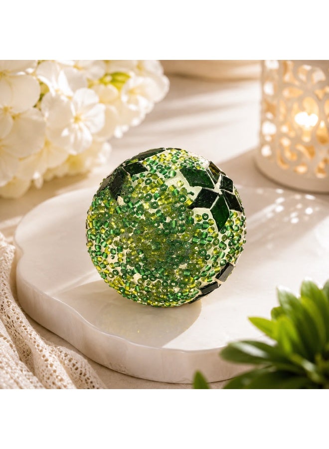 Turkish Mosaic Green & Clear Glass Candle Holder - Image 1