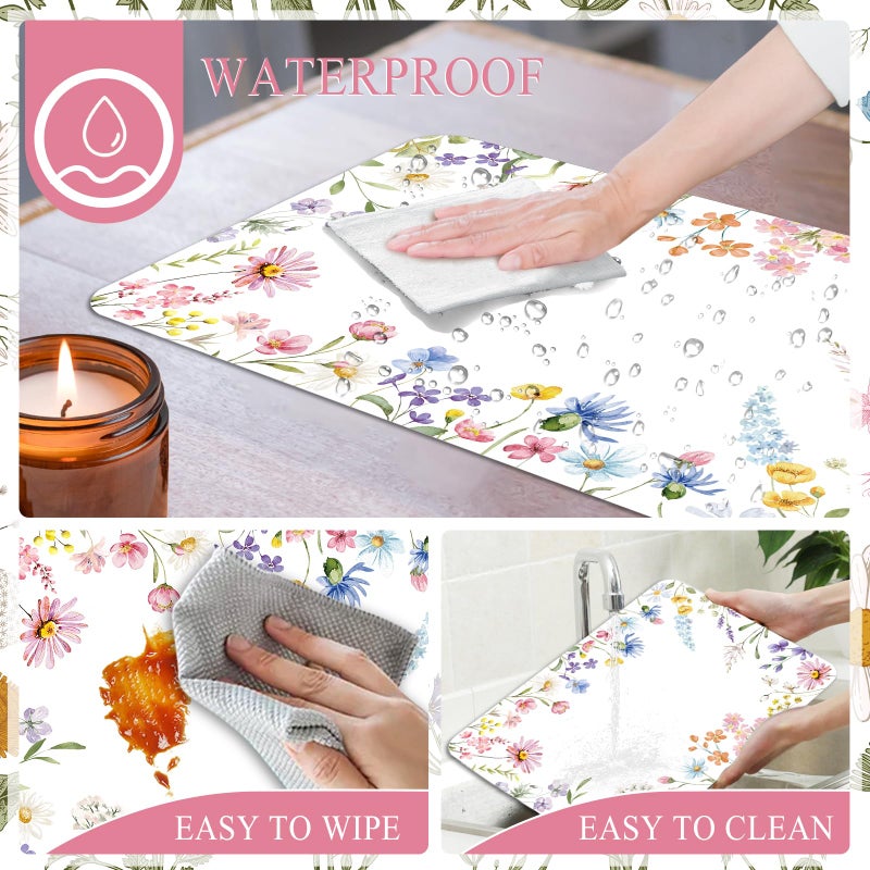 KOPOOEOE 6 Pcs Spring Wildflower Placemats, 11x16 Inch Floral Plastic Placemats Spring Summer Flower Table Mats for Wedding Birthday Home Party Table Settings Supplies - Image 3
