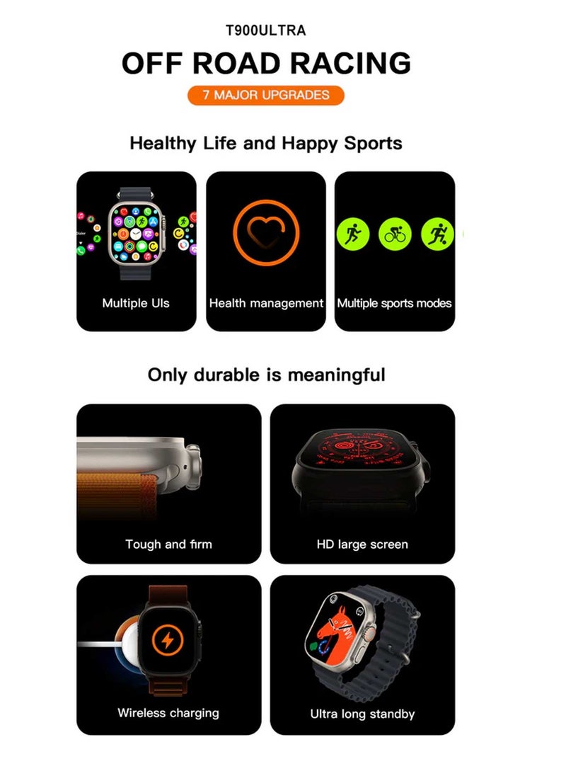 Ultra Smart Watch – 2.09" Infinite Display, Bluetooth Calling, and Wireless Charging