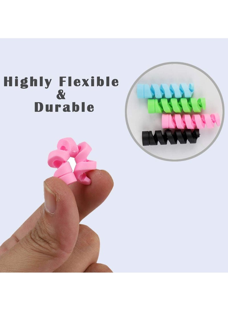 فوميمو عبوة من١٨ قطعة من واقي كابل الشحن الحلزوني لتنظيم الاسلاك لسلك الشحن لايفون ايبود ايباد ماك بوك تابلت سلك شاحن جوال اندرويد كابل ماوس 6 الوان(أسود/رمادي/أخضر/أزرق/برتقالي/وردي) - Image 4