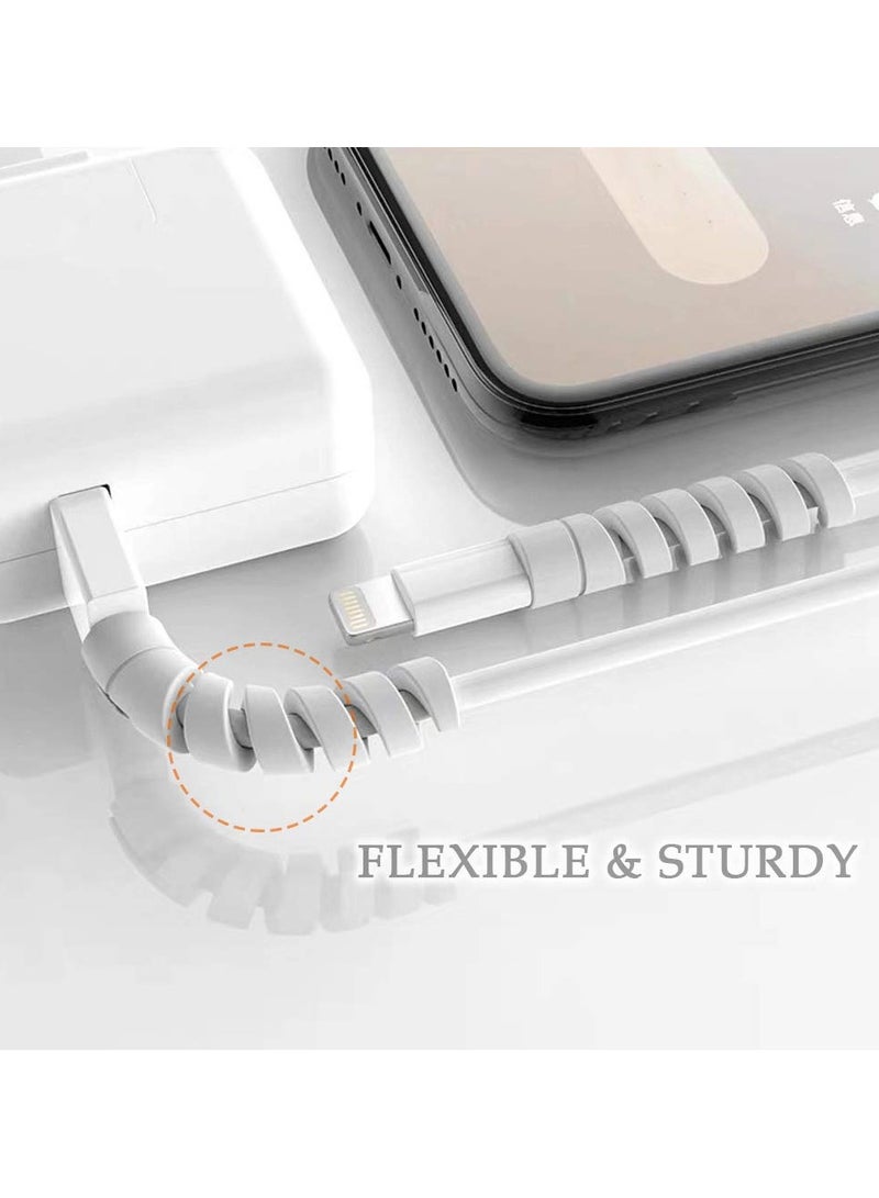 فوميمو عبوة من١٨ قطعة من واقي كابل الشحن الحلزوني لتنظيم الاسلاك لسلك الشحن لايفون ايبود ايباد ماك بوك تابلت سلك شاحن جوال اندرويد كابل ماوس 6 الوان(أسود/رمادي/أخضر/أزرق/برتقالي/وردي) - Image 3