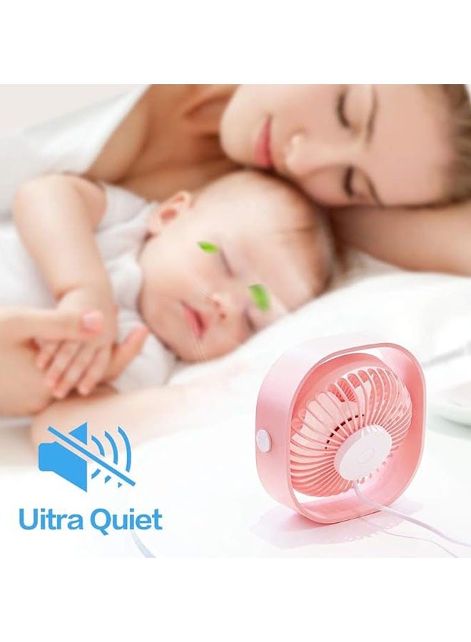 AL RAID Small Personal USB Desk Fan,3 Speeds Portable Desktop Table Cooling Fan Powered by USB,Strong Wind,Quiet Operation,for Home Office Car Outdoor Travel (Cherry Pink) - Image 3