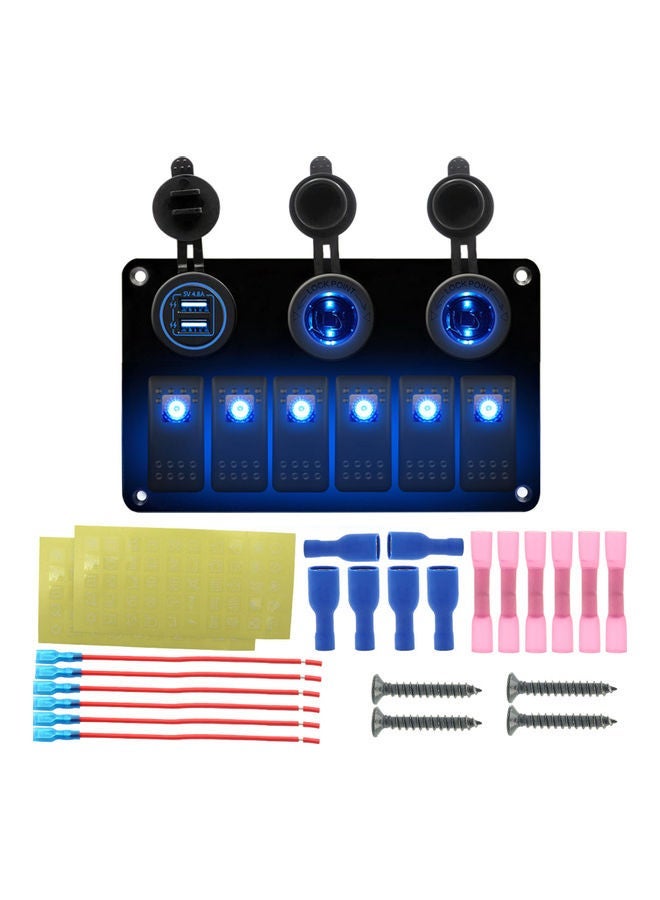 NIBEMINENT Universal 6 Gang ON/Off Toggle Rocker Switch Panel - Image 1