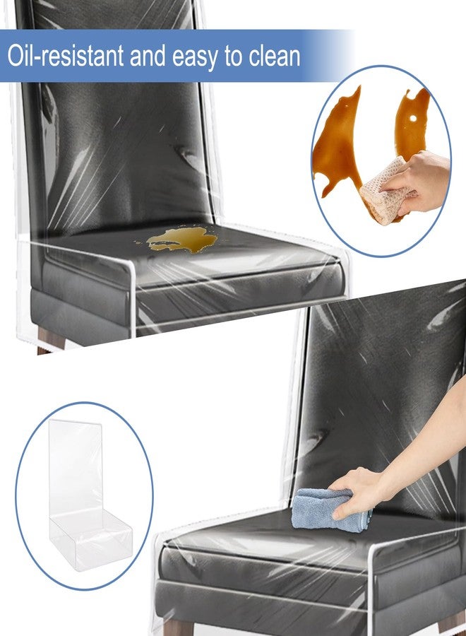 Grevosea 4 Pack Plastic Chair Covers, Clear Dining Room Chairs Cover for Kitchen, Waterproof Stool Seat Protectors from Dining Room Cat Scratch Dust Spill Pet Hair Easy Clean H/45 W/21 x D/18" Fits 16-23" - Image 4