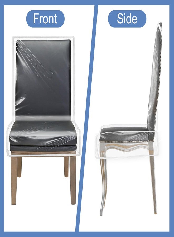 Grevosea 4 Pack Plastic Chair Covers, Clear Dining Room Chairs Cover for Kitchen, Waterproof Stool Seat Protectors from Dining Room Cat Scratch Dust Spill Pet Hair Easy Clean H/45 W/21 x D/18" Fits 16-23" - Image 5