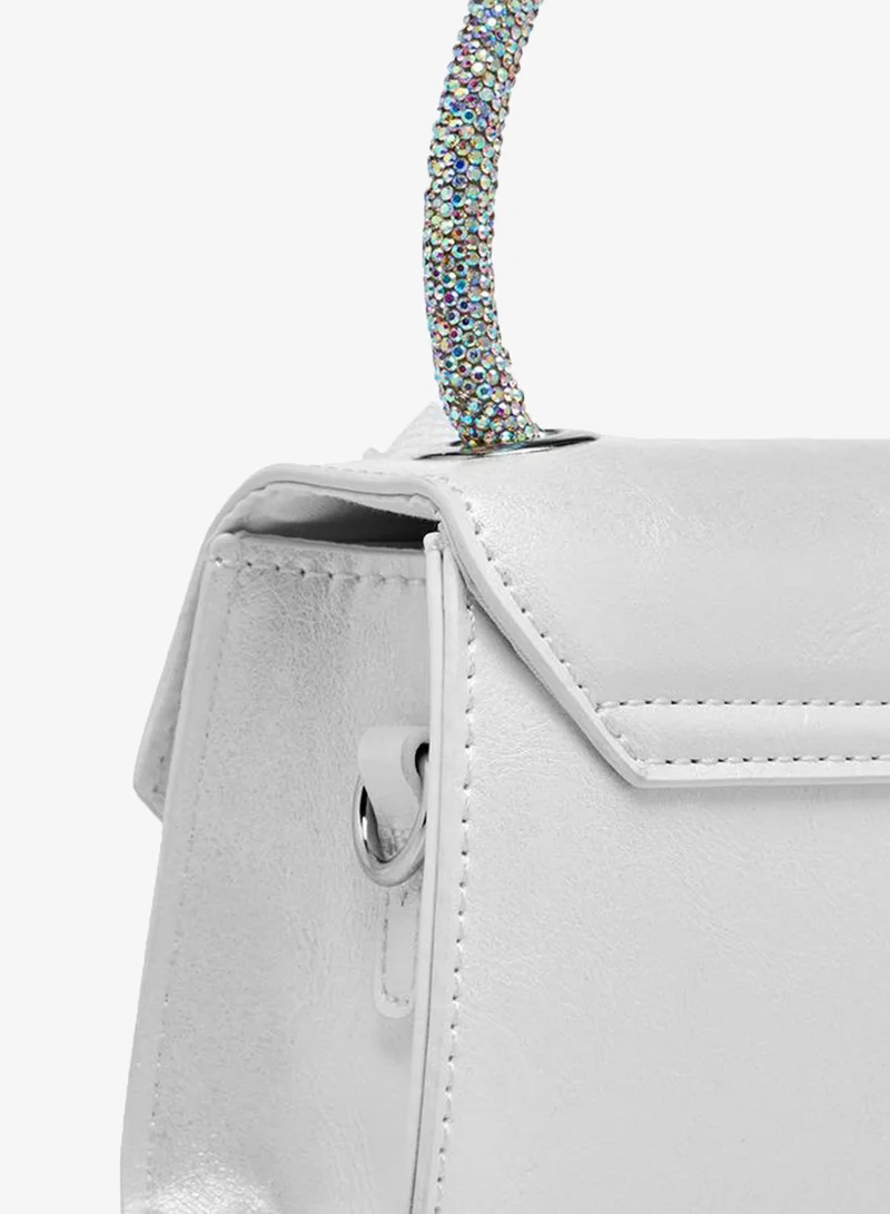 Celeste WHITE Bow Applique Crossbody Bag with Embellished Handle for Women | Best Price UAE