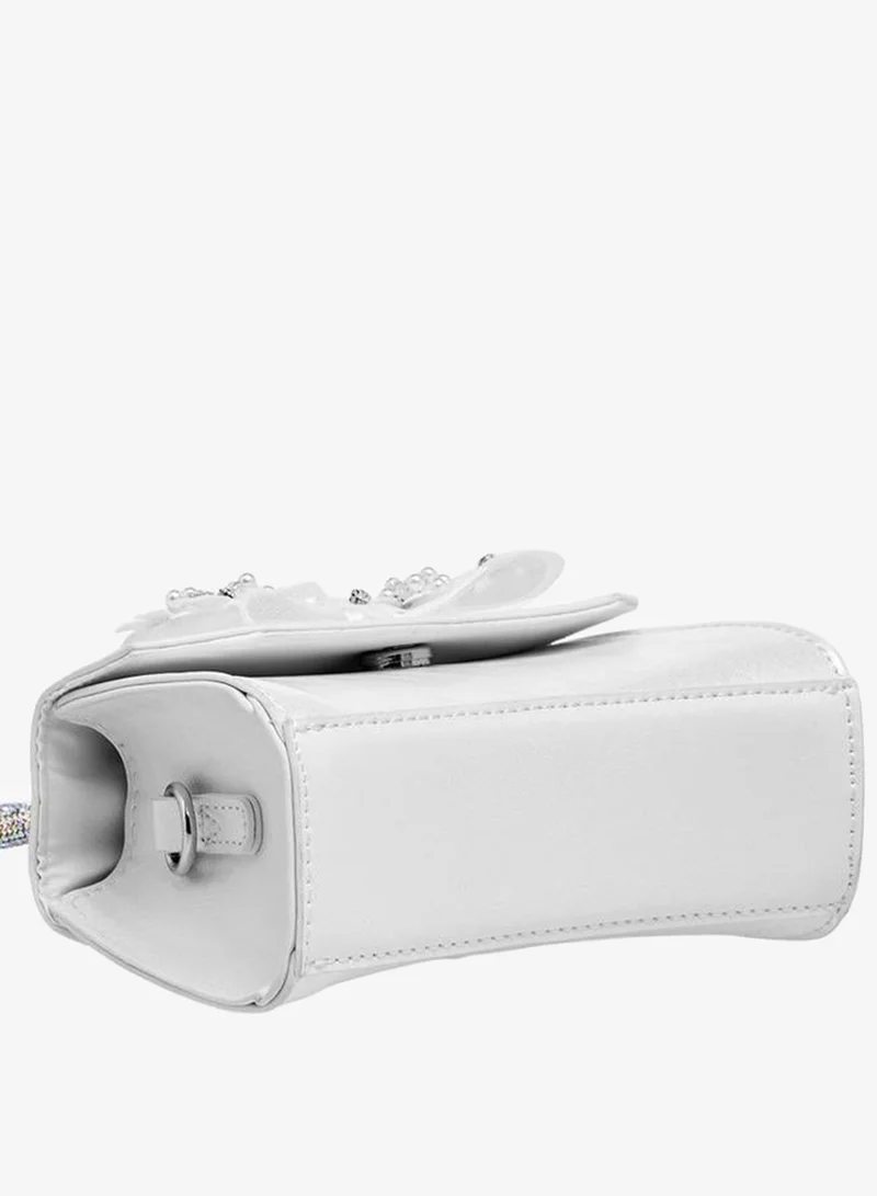 Celeste WHITE Bow Applique Crossbody Bag with Embellished Handle for Women | Best Price UAE