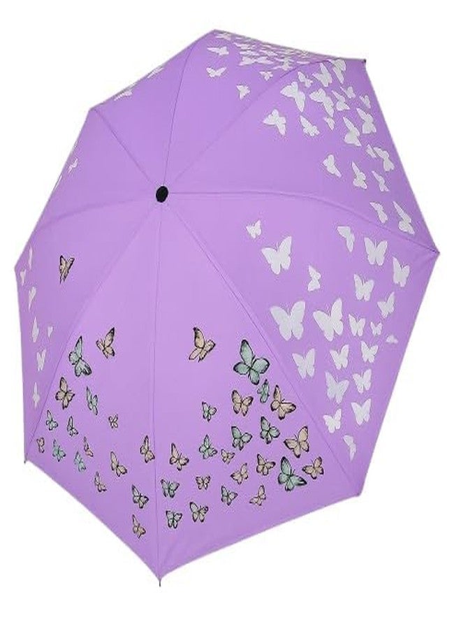 Packcy Magic Colour Changing Umbrella for Women & Girls | Automatic Folding Butterfly Design Rain Activated Color Change Windproof Compact Travel - Image 1