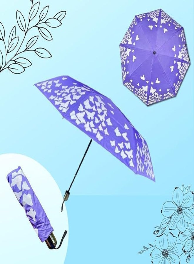 Packcy Magic Colour Changing Umbrella for Women & Girls | Automatic Folding Butterfly Design Rain Activated Color Change Windproof Compact Travel - Image 4