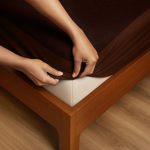 SITTELLA®75 x 72 Inches (6 x 3 Feet) 100% Waterproof Premium Cotton Mattress Protector | Hypoallergenic, Breathable & Ultra-Soft Fitted Bed Protector King Size- Brown - Image 1