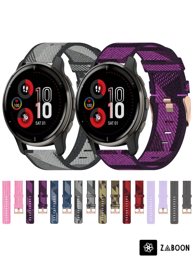 Zaboon Watch Band For Garmin Venu 2 Plus 20mm Nylon Woven (Dark Grey) - Image 5