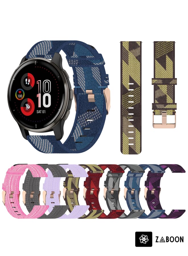 Zaboon Watch Band For Garmin Venu 2 Plus 20mm Nylon Woven (Dark Grey) - Image 4