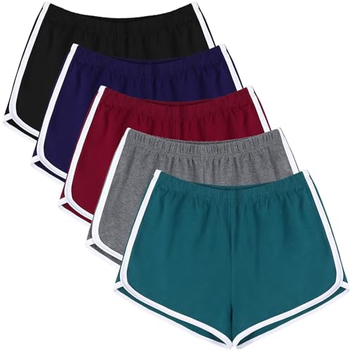 URATOT 5 Pack Shorts for Women Summer Casual Lounge Short Comfy Cotton Dolphin Shorts Athletic Gym Yoga Running Short Pants - Image 1