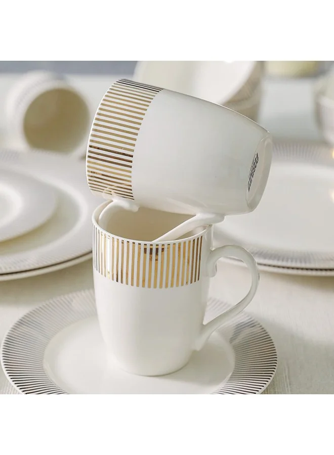 DANUBE HOME Angelika 16-Piece New Bone China Golden Decal Dinner Set-Serve 4
