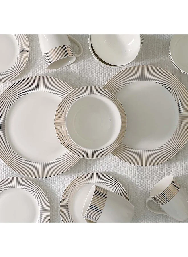 DANUBE HOME Angelika 16-Piece New Bone China Golden Decal Dinner Set-Serve 4