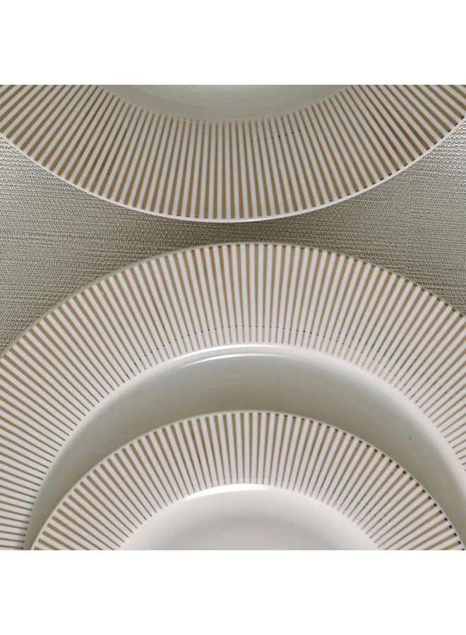 DANUBE HOME Angelika 16-Piece New Bone China Golden Decal Dinner Set-Serve 4