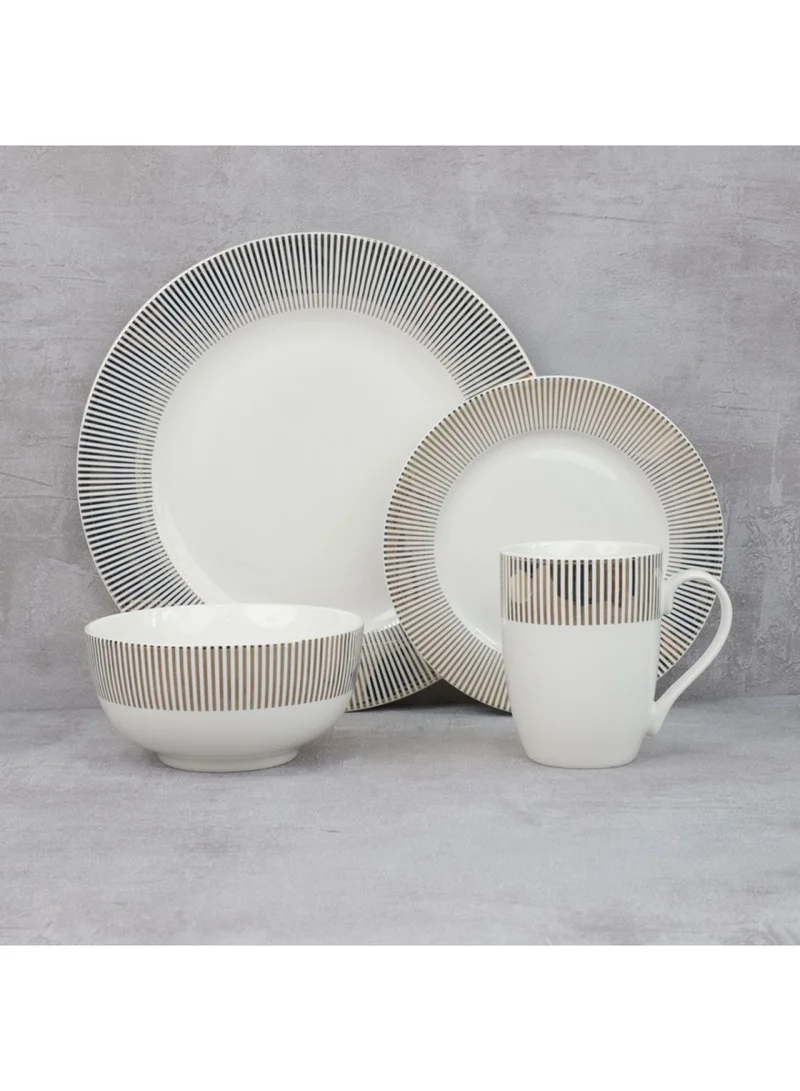 DANUBE HOME Angelika 16-Piece New Bone China Golden Decal Dinner Set-Serve 4