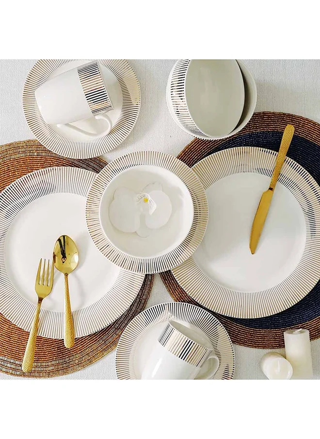 دانوب هوم Angelika 16-Piece New Bone China Golden Decal Dinner Set-Serve 4