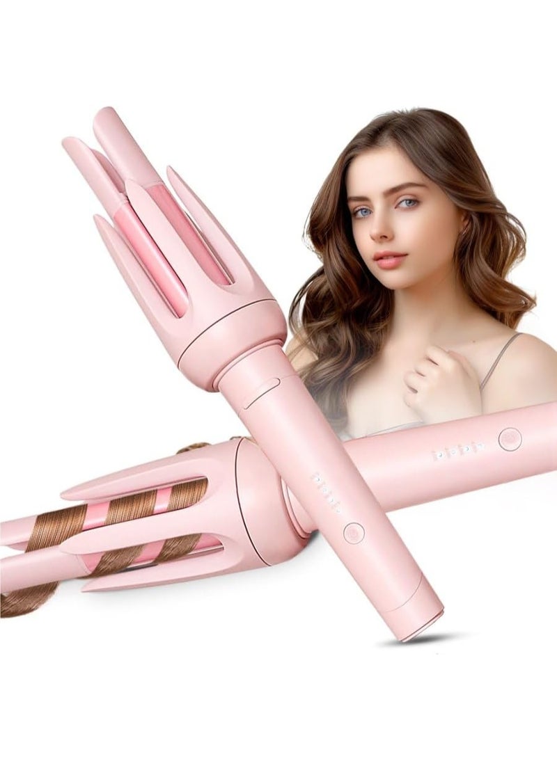Auto Hair Curler, Automatic Curling Iron with 4 Temperature & 3 Timer, Automatic Shut-Off, Anti-Scald, Anti-Tangle Rotating Curling Wand for Hair Styling, Pink - Image 1