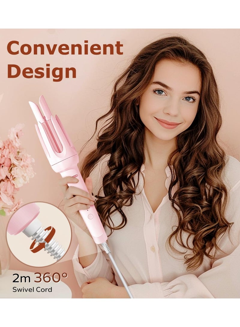 Auto Hair Curler, Automatic Curling Iron with 4 Temperature & 3 Timer, Automatic Shut-Off, Anti-Scald, Anti-Tangle Rotating Curling Wand for Hair Styling, Pink - Image 2