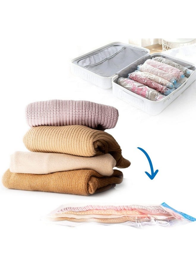 RYLAN Space Saver (Pack of 5) Reusable Vacuum Storage Ziplock Compression Sealer Bags for Travel clothes and home Blankets, Quilts with hand Pump (2 Small + 2 Medium + 1 Large + Hand Pump). - Image 5