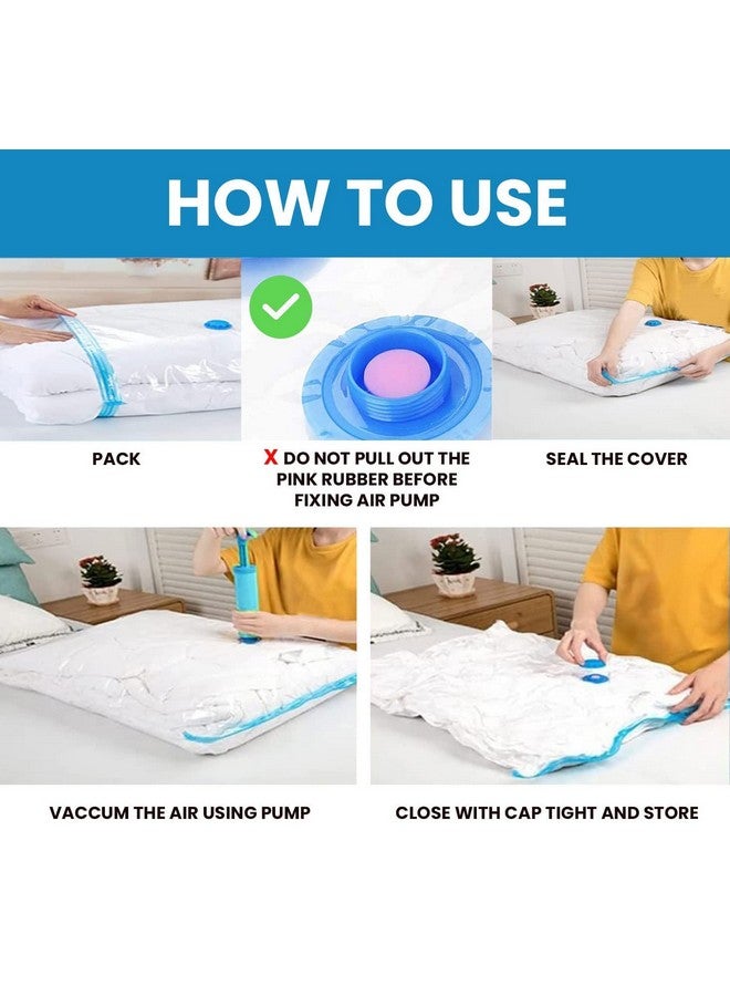 RYLAN Space Saver (Pack of 5) Reusable Vacuum Storage Ziplock Compression Sealer Bags for Travel clothes and home Blankets, Quilts with hand Pump (2 Small + 2 Medium + 1 Large + Hand Pump). - Image 3