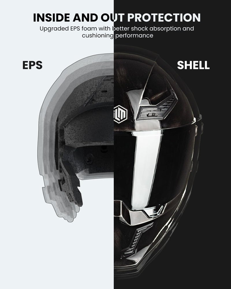 ILM خوذات دراجات نارية ILM للبالغين رجال ونساء وجه كامل DOT ECE رياضة المحركات خوذة سباق الشارع مع نظارات مزدوجة مع Pinlock Cascos para Motos نموذج MF509 (رمادي تالف، S) - Image 5