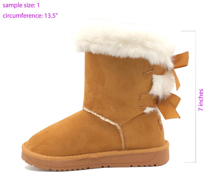 REDVOLUTION New Kids Classic Snow Boots Faux Fur Midcalf Outdoor Boots (Big Kid) (410 camel, size 5) - Image 3