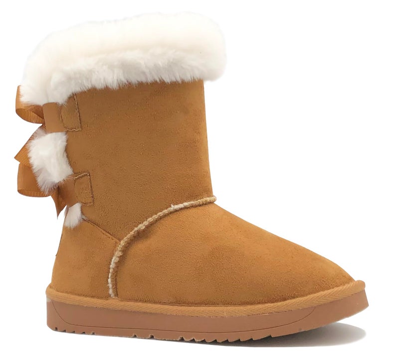 REDVOLUTION New Kids Classic Snow Boots Faux Fur Midcalf Outdoor Boots (Big Kid) (410 camel, size 5) - Image 1