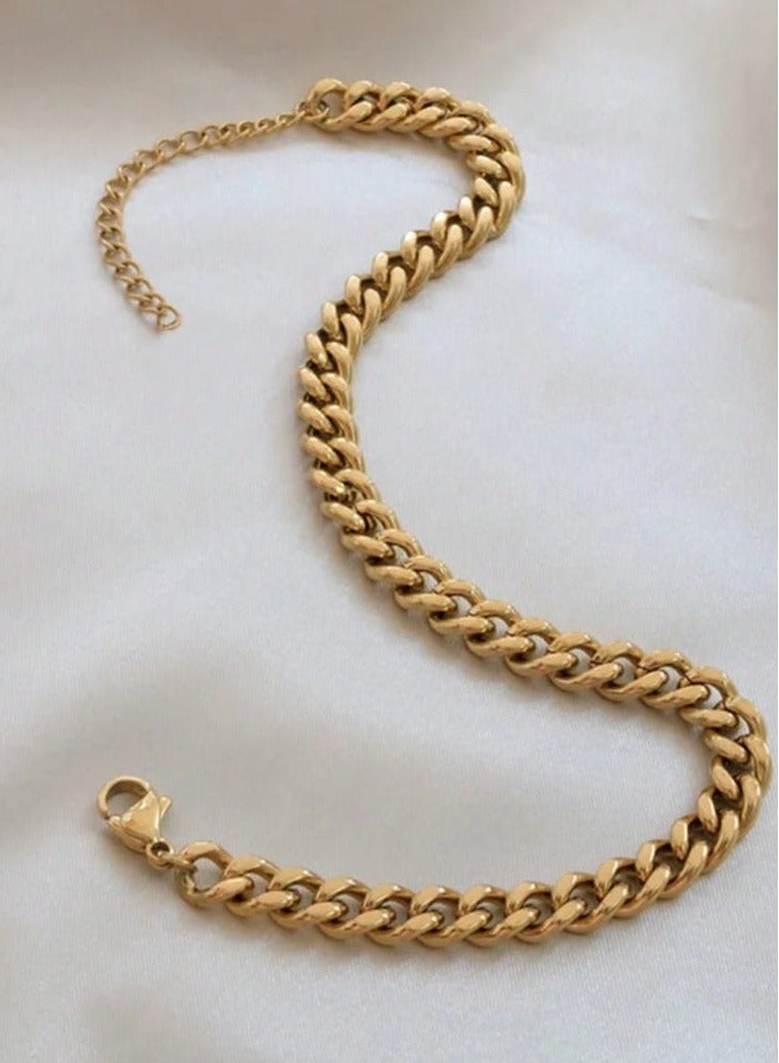 Luxuria Women's 18K Gold Plated Stainless Steel Boho Beach Adjustable Cuban Chain Anklet Waterproof Non-fading Hypoallergenic - Image 1