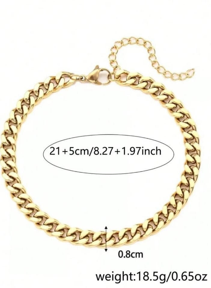 Luxuria Women's 18K Gold Plated Stainless Steel Boho Beach Adjustable Cuban Chain Anklet Waterproof Non-fading Hypoallergenic - Image 3