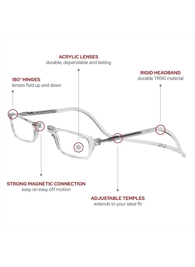 clic Magnetic Reading Glasses, Computer Readers, Replaceable Lens, Adjustable Temples, Original, (S-M, Clear, 1.75 Magnification)  - Image 3