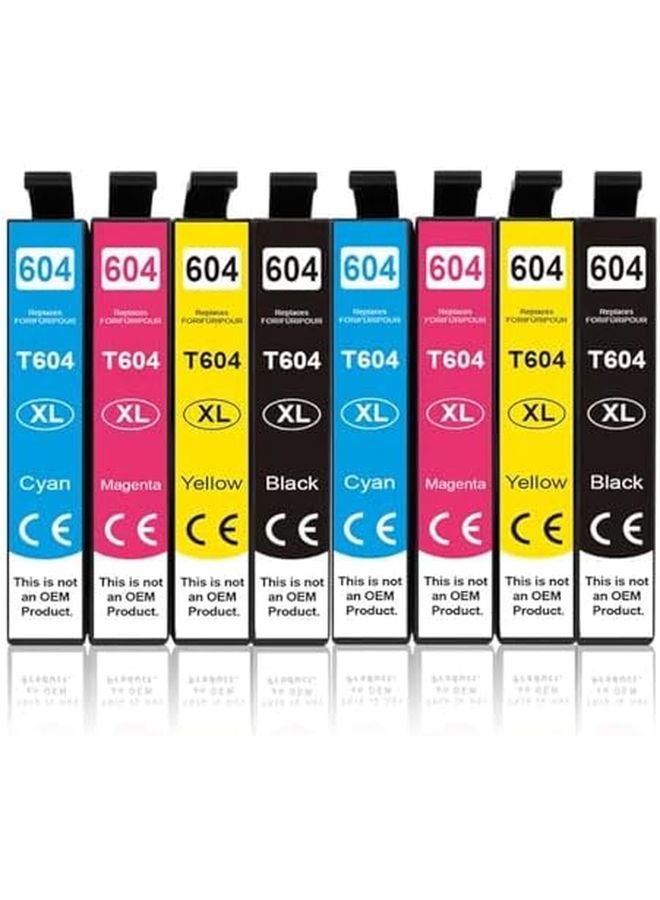 T604 T604XL Ink Cartridge 8PCS Compatible with XP XP2 XP3 XP4 WF Series Printers - Image 1